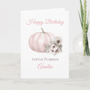 Boho Pink Kürbis 1. Geburtstag Karte