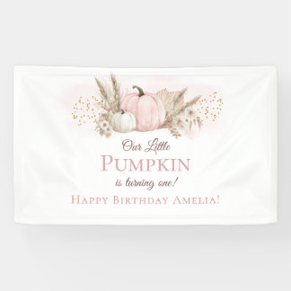 Boho Pink Kürbis 1. Geburtstagsbegrüßung Banner