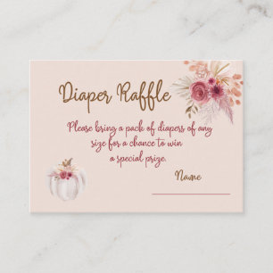 Boho Pink Kürbis Herbst Windel-Raffle Begleitkarte