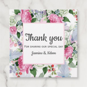 Boho Pink Lavendel blauen Blume danke Ihnen Hochze Geschenkanhänger