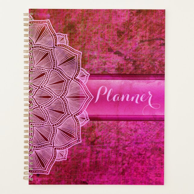 Boho Pink Mandala Grosser Planer (Vorderseite)