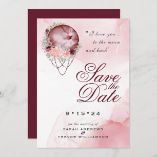Boho Pink Maroon Moon Mandala Save the Date Einladung
