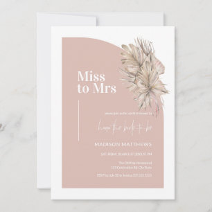 Boho Pink Minimal Arch Miss an Mrs. Brautparty Einladung