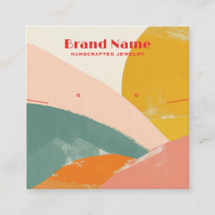 Boho Pink Minimalistisch Art Juwelier Display Quadratische Visitenkarte