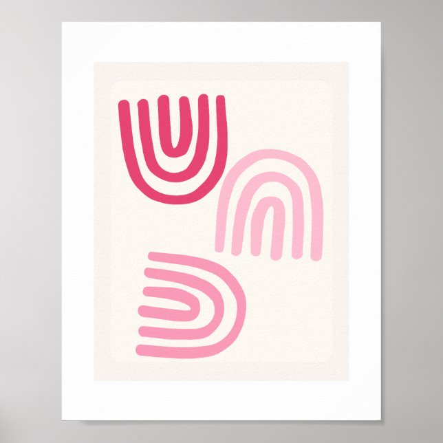 Boho Pink Minimalistische Wandkunstposter Poster (Vorne)