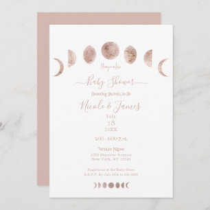 Boho Pink Moon setzt moderne Minimal Baby Dusche e Einladung