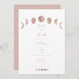 Boho Pink Moon setzt moderne Minimalhochzeit ein Einladung