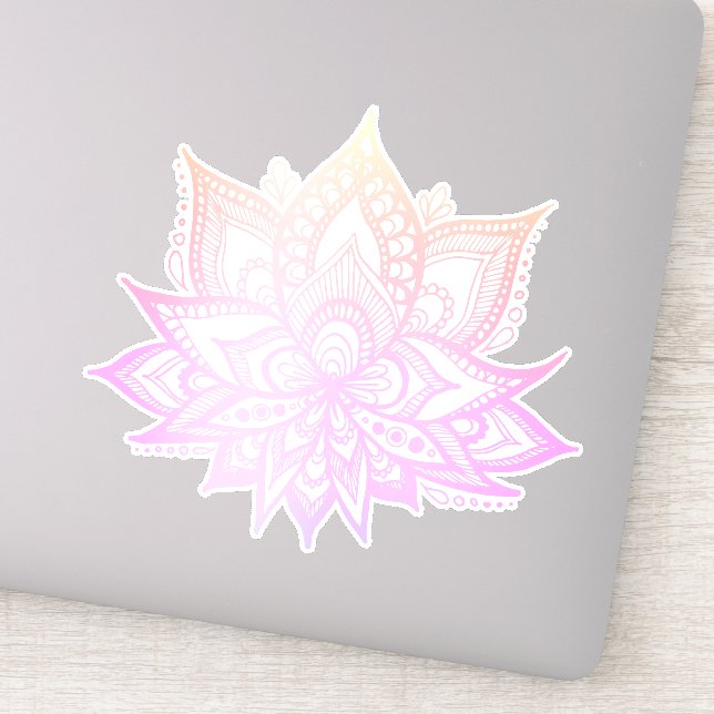 Boho Pink Ombre Lotus Blume Aufkleber (Detail)