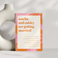 Boho Pink Orange Abstrakt Marble Moderne Hochzeit
