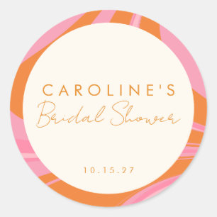 Boho Pink Orange Abstrakte Benutzerdefinierte Brau Runder Aufkleber