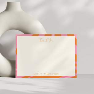 Boho Pink Orange Abstrakter Marmor Individualisier Dankeskarte