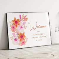 Boho Pink Orange Blume Dusche Custom Willkommen