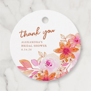Boho Pink Orange Blume Dusche Vielen Dank Geschenkanhänger