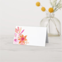 Boho Pink Orange Blume Wedding Blank