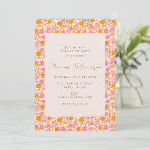 Boho Pink Orange Blumige Hochzeitsdusche Brunch Einladung