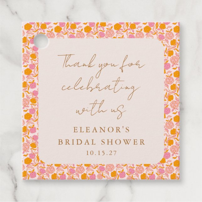 Boho Pink Orange Brautparty Vielen Dank Geschenkanhänger (Vorderseite)