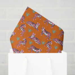 Boho Pink Orange Dschungel Tiger Tier Muster Seidenpapier