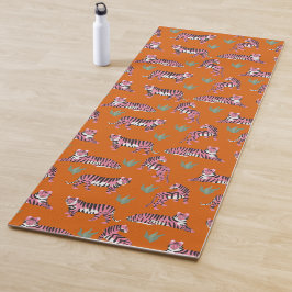 Boho Pink Orange Dschungel Tiger Tier Muster Yogamatte