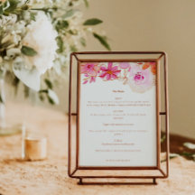 Boho Pink Orange Floral Chic Custom Wedding