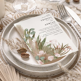 Boho Pink Orchids Getrocknete Blätter mit Pampas W Einladung