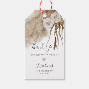 Boho Pink Pampas Grass Birthday Party Gefallen Geschenkanhänger