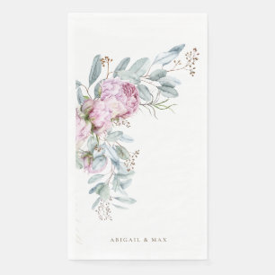 Boho Pink Peonies Personalisiert Wedding Serviette
