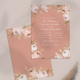 Boho Pink Peonies Wedding Einladung