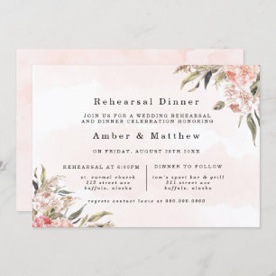 Boho Pink Peony Pampas Probe Dinner Einladung