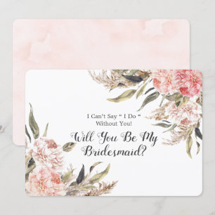 Boho Pink Peony Pampas wirst du meine Bridesmaid s Einladung