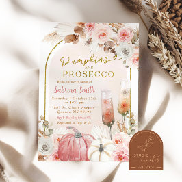 Boho Pink Pumpkin und Prosecco Brautparty Einladung