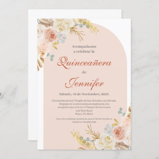 Boho Pink Quinceanera Einladung