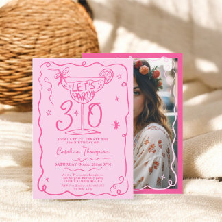 Boho pink quirky whimsical scribbles 30 Geburtstag Einladung