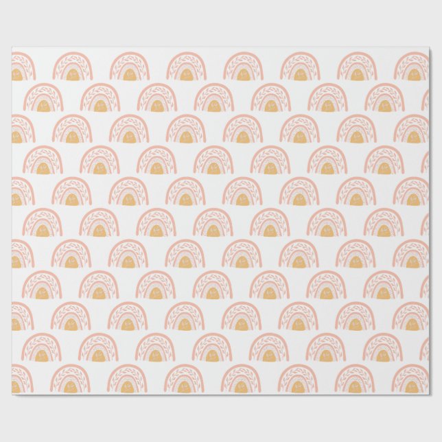 Boho Pink Rainbow Pattern Geschenkpapier (Flach)