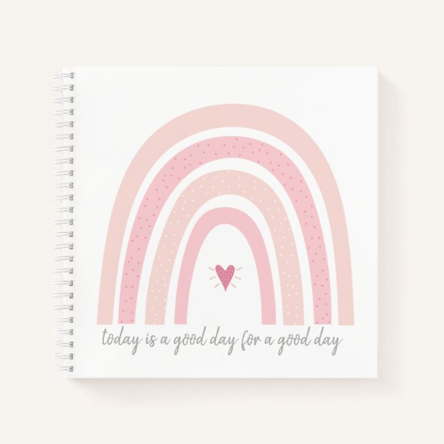 Boho Pink Rainbow Spiral Notebook Notizbuch (Vorderseite)