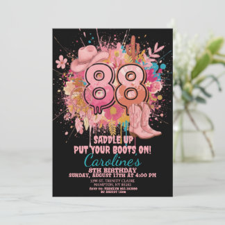 Boho Pink Rustikale Western Cowgirl Geburtstagsein Einladung