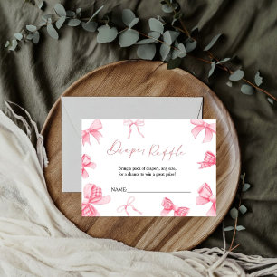 Boho Pink Schleife Windel Raffle für Baby Shower K Einladung
