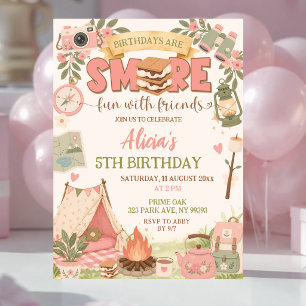 Boho Pink Smore Spaß mit Freunden Geburtstag Einladung