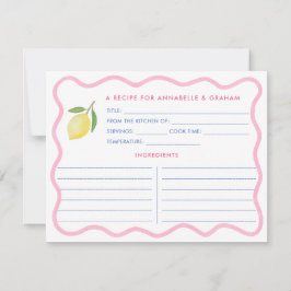 Boho Pink Squiggle Lemon Brautparty Rezept Karte