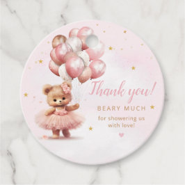 Boho Pink Teddy Bear Girl Babydusche Danke Geschenkanhänger