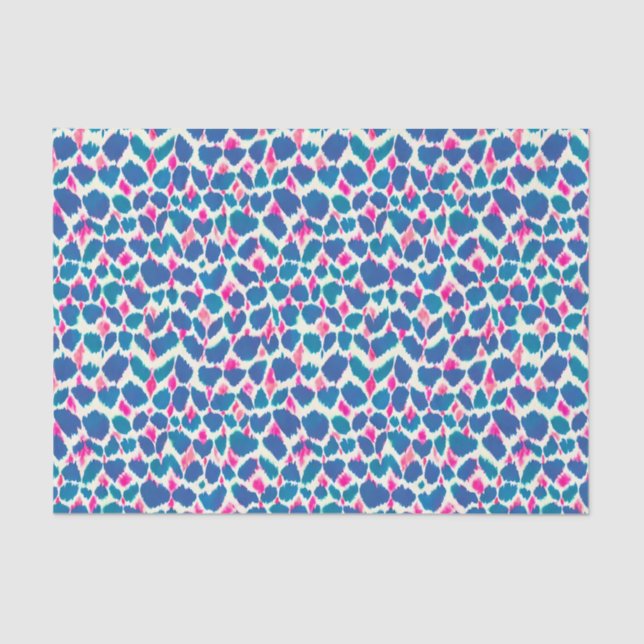 Boho Pink und Blue Brushstrokes Seidenpapier (Vorderseite)