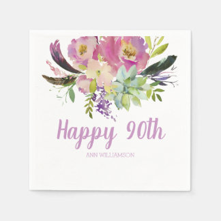Boho Pink und Lila Blumengeburt Serviette