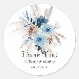 Boho Pink und Navy Peony Bouquet Wedding Runder Aufkleber