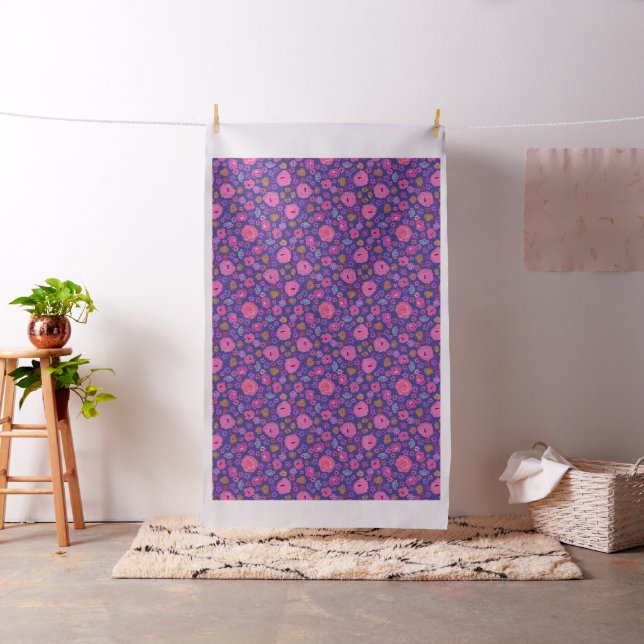 Boho Pink und Purple Blumen Schöne Stoff (Beispiel)