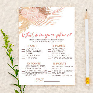 Boho Pink Was ist in Ihrem Telefon Baby Duschgame Briefpapier