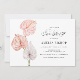 Boho Pink Watercolor Anthuriums Teezeremonie Party Einladung