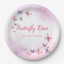 Boho Pink Watercolor Butterfly Babydusche