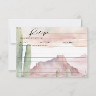 Boho Pink Watercolor Wüste Cactus Rezept Card Einladung