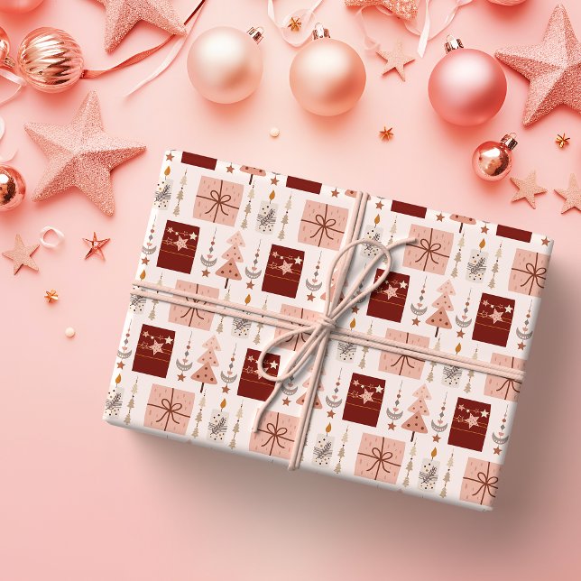 Boho Pink Weihnachten Geschenkpapier (Von Creator hochgeladen)