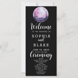 Boho Pink & White Full Moon Black Wedding Programm