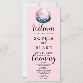 Boho Pink & White Full Moon Pink Wedding Programm